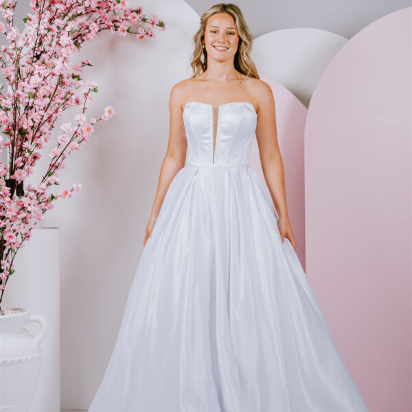 squared neckline debutante gown