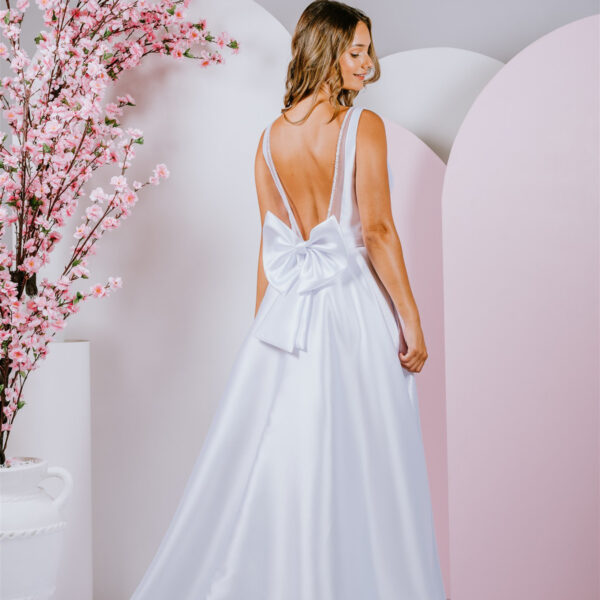 v neck and mikado ballgown