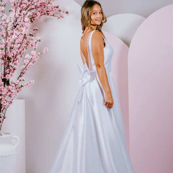 v neck and mikado ballgown